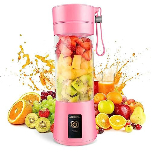 Chavisenty Licuadora PortáTil Mini Licuadora para Batidos y Licuados Recargable USB 380Ml Vaso Exprimidor de Frutas de Viaje con 6 Cuchillas