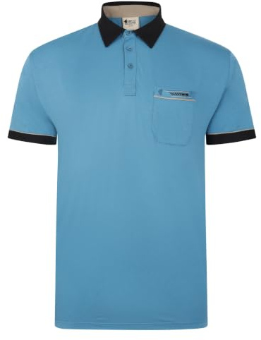 Gabicci Contrasting Collar & Cuff Patterned Jersey Polo Shirt Teal