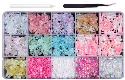 3D Bow Pearl Beads Flower White Bowknot Nails Art Nails Art Decorations for Acrylic Nails