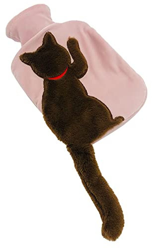 vohiko Cat Hot Water Bottle with Cover UK, Cute Fluffy Cat Water Bottle for Women, Hot Water Bottle for Period Pain, 850ML Hot Water Bottle with Fluffy Cover Hand Warmers Bags