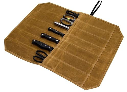 Vokowin Knife Bag,Chef Knife Bag,Knife Roll Bag,7 Slots Knife Cutlery Tool Roll Case Storage Bag,Chefs Knife Roll Bag,Gifts for Pro Chefs Or Culinary Enthusiasts Camping (K472-1)