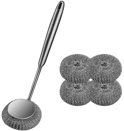 Estropajo de lana de acero, cepillo de limpieza en espiral de acero inoxidable para eliminar las manchas difíciles en el horno de cocina la limpieza de ollas, sartenes, barbacoas, fregaderos (tipo 2 +