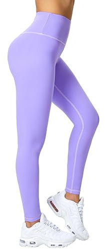 Enjoyoga Leggings Damen High Waist [mit Innentasche] -Blickdicht Sporthose Laufhose für Sport Yoga Gym -16(L-XL, Lila)