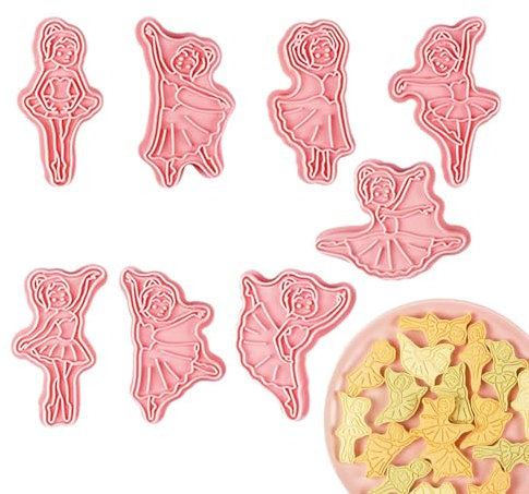 Cortadores De Galletas De Ballet: Estos Cortadores De Galletas De Bailarina Están Hechos De Material PP, 8 Piezas De Suministros De Decoración Para Hornear Galletas 3D Para | Hacer Galletas