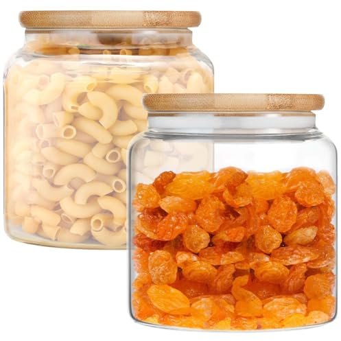 2 tarros de cristal con tapa: 500 ml, tarros de almacenamiento con tapa para conservar pasta, frijoles, café, arroz, frutos secos, tarros de almacenamiento transparentes