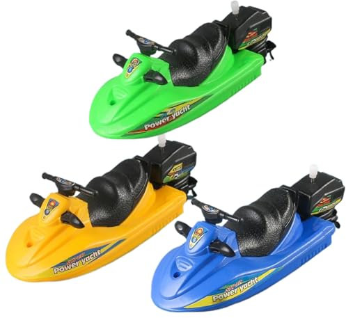 HoveeLuty Barco de Juguete, Juego de 3 lanchas a Cuerda, Barcos flotantes de plástico para bañera, Juguetes de Piscina para niños, Barco de baño a Cuerda para niños Mayores de 3 años, de Juguete, de