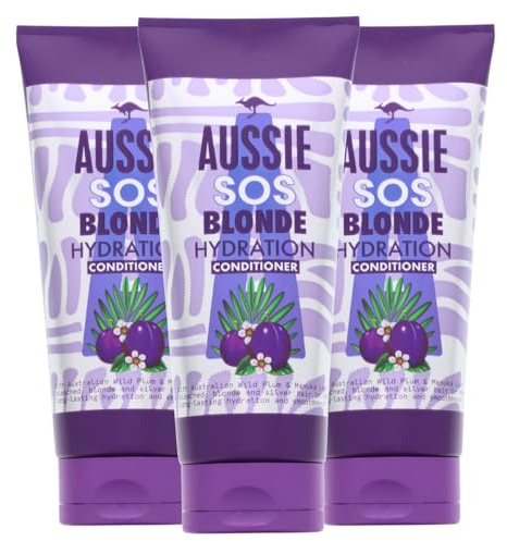 3 x Aussie SOS Blond & Silber Hair Hydration Conditioner Haarspülung je 200ml