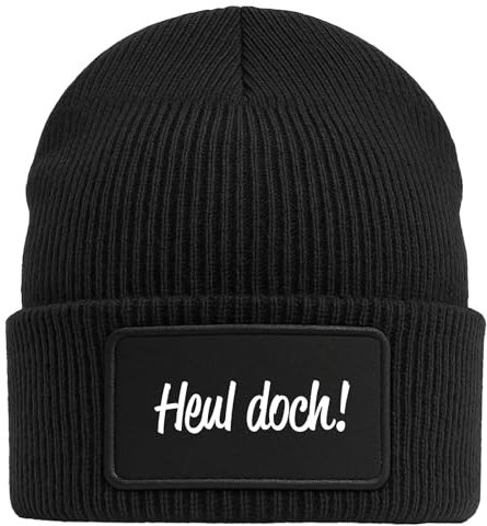Huuraa Beanie Heul doch Schriftzug Geschenk Black Mütze Heul doch Geschenkidee