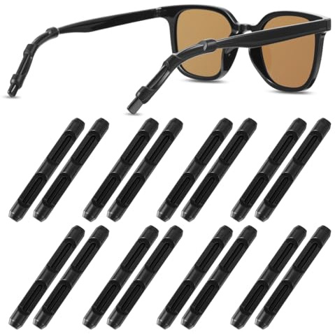 Mabor 8 Paar Brillenbügel Universal Antirutsch Brillen Brillenbügel überzug Weiche Brillen Ohrpolster für Sonnenbrillen Lesebrille Sportbrille(Schwarz)