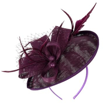 Damen Haarreif mit Schleier und Blume in Violett
