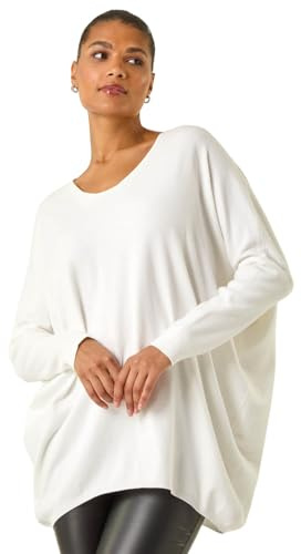 Roman Originals Lace Back V-Neck Jumper for Women UK - Ladies Everyday Autumn Winter V-Neckline Comfy Soft Evening Vacation Work Party Night Out