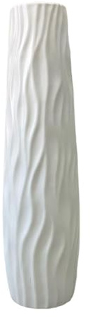 Vaso Da Terra Alto Realizzato in Pp, 58 Cm Grande Vasi Moderni Da Interno Design, Vaso Bianco Da Interno per Fiori Secchi Alti, Rami O Composizioni Artificiali, Bianco