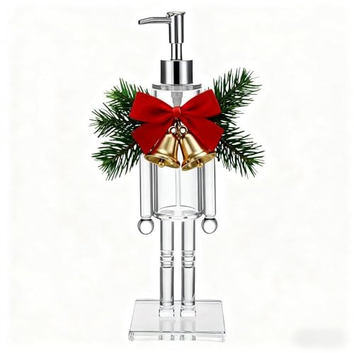 Christmas Nutcracker Soap Dispenser, Acrylic Nutcracker Soap Dispenser, Clear Acrylic Nutcrackers Soaps Dispensers, For Holiday Bathroom And Home Kitchen Accessories, Decorative