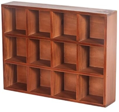 SiaBiced Estantería de Madera para Objetos de Colección, de Pared, 12 Cubos para Tazas de Café Y Vasos.