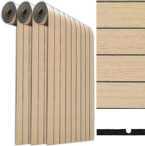 3Rolle Braun Wandpaneele Selbstklebend Holzpaneele Wand Akustikpaneele Holzoptik Wanddeko 3D Lamellenwand Schallschutzplatte aus Holzfurnier Deckenpaneele Holzwandpanele für Wohnzimmer 300x40cm