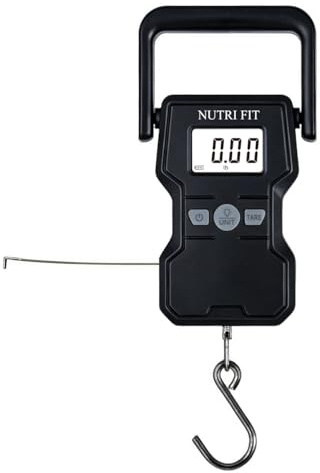 NUTRI FIT Digital Luggage Scale with Hook and Measuring Tape, Gun Grey