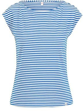 Blutsgeschwister - Damen Streifen Top - Baumwoll Shirt - U-Boot-Ausschnitt - Boxy Babe - L