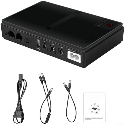 Durashmall 10400mAh UPS Backup Power Supply for Routers Modems and Security Systems with 9V 12V 15V 24V DC Output Portable Uninterruptible for battery during Outages(EU)