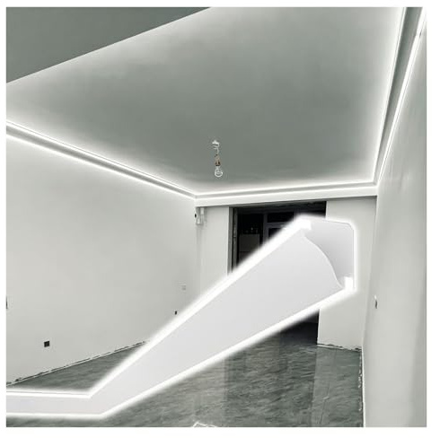 WWZHYX Led Deckenleiste LED-Stuckleiste Mit Verdecktem Kabelkanal, Indirekte Beleuchtung Für Abgehängte Decken, Aluminiumprofil Für LED-Streifen Im Wohnzimmer(6m/19.7ft)