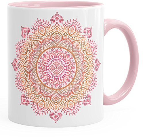 – Taza de café Mandala Ethno boho Taza de café taza de té taza de cerámica con color interior Autiga®, cerámica, Mandala - dyed rosa, talla única