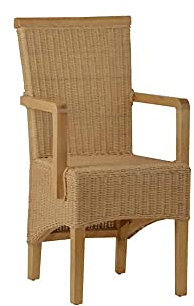 MiaMöbel Armlehnstuhl Rattan 53x98x57 cm Modern Massivholz Rattan Mahagoni Rattan Natur