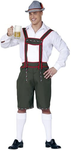 FIESTAS GUIRCA | Costume Tyrolien Adulte (48-50/M) - Pantalon et Bretelles - Costumes d'Oktoberfest, Fêtes de la Bière et Boissons, Célébrations Allemandes et Fêtes Déguisées - Homme - Vert
