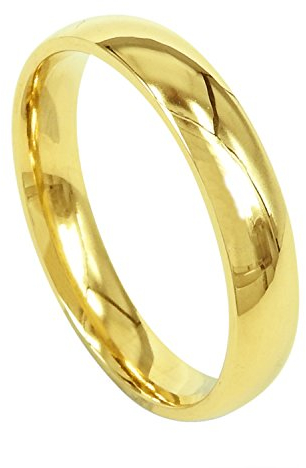 Everstone Titanring Damen Herren 6mm & 4mm Gold Gewölbt