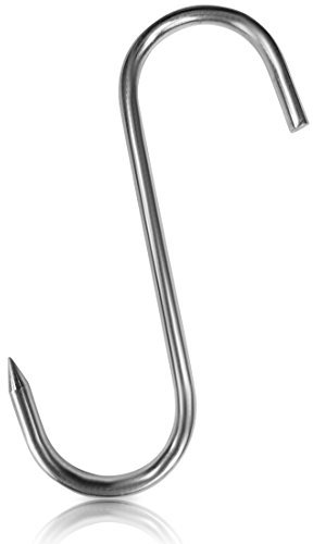 20 ganchos de carne de acero inoxidable, para colgar, con punta afilada, adecuados para carnicería, para ahumar en caliente y en frío