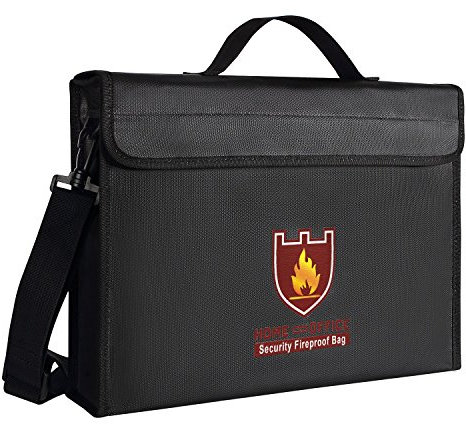 Dokumententasche,Feuerfeste Tasche Feuer und Wasser Beständig Geldbeutel/Batterie Tasche Silikon Beschichtetes Fiberglas, Reißverschluss Hülle,Maximale Lagerung für A4 Dokumente(15 × 11 × 3 Zoll)