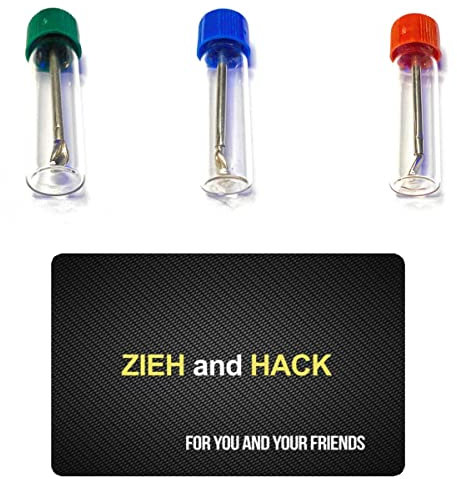 M&M Smartek 3er Pack Baller-Fläschchen mit Teleskoplöffel inkl. Zieh and Hack Karte für Schnupftabak | Schnupfset | Glas Dosierer | Portionierer | Spender | Dispenser | - Menge wählbar (3er Pack)