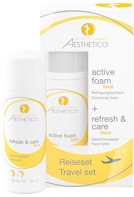 AESTHETICO Reiseset, 2x 50ml - praktische Hautreinigung für unterwegs, AE refresh and care und AE active foam in Reisegröße (auch als Handgepäck im Flugzeug)