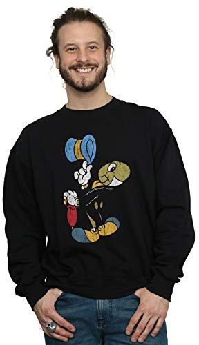 Disney Men's Pinocchio Jiminy Cricket Sweatshirt Black Large