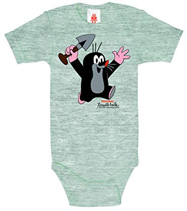 Logoshirt® TV I Der kleine Maulwurf I Juhu I Baby Body Print I Kurzarm I Kleinkind I Mädchen & Jungen I grau I Lizenziertes Originaldesign I Größe 74/80