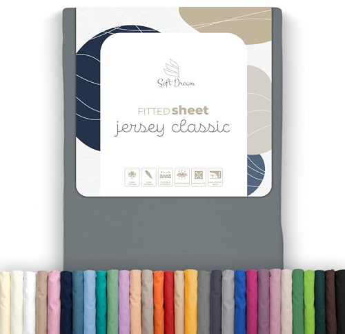 Soft Dream Spannbettlaken 160x200 cm Baumwolle Jersey | Dunkelgrau | Steghöhe 30 cm | 150 g/m² | gekämmte Baumwolle | OEKO-TEX Standard 100