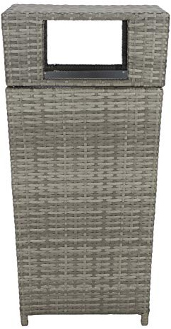 SAFAVIEH Outdoor - Mazeli Trash Bin - Grey - Steel Frame Textured Surface - Modern Geometric Removable-Top Design - Ideal for Patio, Deck, Porch, Backyard, 17.6W x 16.8D x 35.1H (PAT7512B)