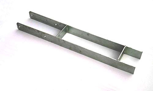 Schwerer H-Anker für 120mm Holzpfosten, 800mm lang als H-Pfostenträger Pfostenhalter Pfostenanker verzinkt für Holzpfosten und Holzbalken (120mm x 800mm)