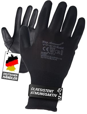 Trevendo PU-Arbeitshandschuhe mit Polyurethan-Beschichtung - Damen & Herren - Montage-, Garten-, Sicherheitshandschuhe für Heim und Garten - Zuverlässiger Schutz und Komfort, 12 Paar, Größe 9