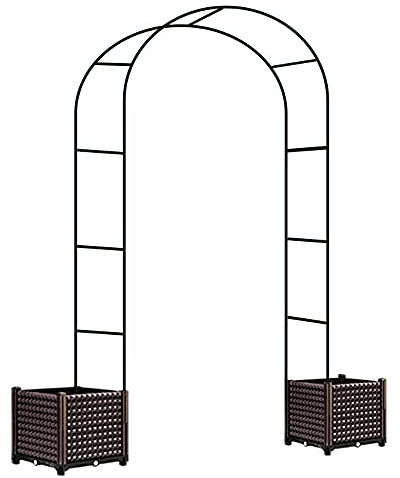MENG Metal Garden Arbor With 2 Planter Outdoor Garden Arch Plant Climbing Archway Arbor Roses Vines Arch Frame Bridal Party Decoration W180cm X H240cm