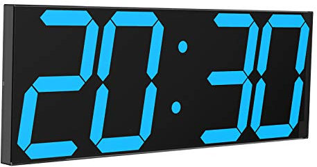 CHKOSDA LED Digitale Uhr Große Wanduhr mit 18-Zoll-LED-Anzeige, Countdown-Uhr mit 8 einstellbaren Helligkeiten, 16 Alarm einstellen, 12/24-Stunden-Anzeige, Temperatur- und Kalenderanzeige (Blau)