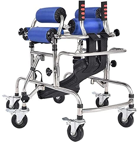 Rollator Gehhilfe Tragbarer medizinischer Walker, mit gepolstertem Sitz und Rückenlehne für Kindergehhilfe Hemiplegisches Training der unteren Extremitäten, Höhenbereich 85cm-120cm