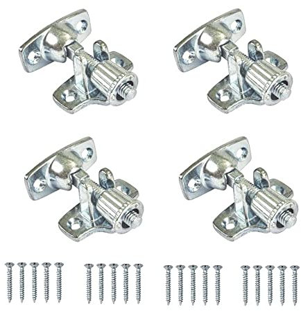 TERF® Lot de 4 fermetures de fenêtre robustes en zinc avec vis de fixation pour cadres en bois, aluminium, vinyle UPVC