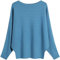 GXIN Maglia da Donna Fuori Spalla Manica a Pipistrello Pullover Sciolto Maglione Casual Top Maglione Oversize in Maglia Calda (Azzurro)