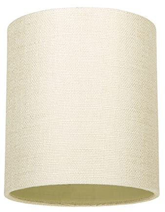 Contemporary and Sleek Cream Linen Fabric Small Cylindrical Lamp Shade 60w Maximum | 16cm Width | for Table Lamp, Wall or Pendant Light Fitting | Inner Cotton Lining by Happy Homewares