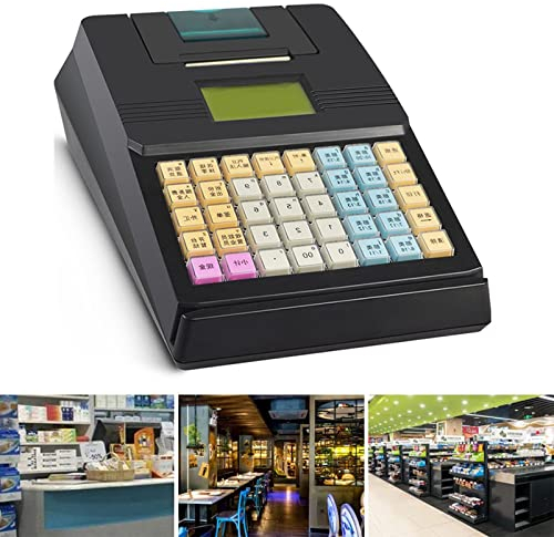 THERES Elektronische Registrierkasse 40 Tasten Digitale Registrierkasse LED-Anzeige für kleine Unternehmen, Einzelhändler, Supermärkte, Geschäftsrestaurants,Black