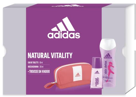 Adidas, Geschenkbox für Damen, Natural Vitality, Damenparfüm 30 ml und Skin Detox Duschgel 250 ml und Tasche