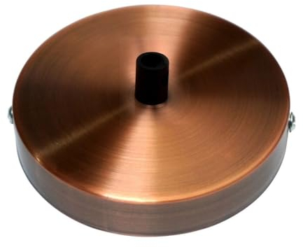 LEDSone Single Outlet Copper Colour Ceiling Rose Perfect for Fabric Flex Cable, 120mm Metal Ceiling Light Fitting Plate with Accessories for Ceiling and Wall Lamp. (1 Outlet)