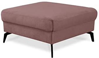CAVADORE Cord-Hocker Carmen / Polsterhocker mit schwarzen Metallfüßen und feinem Cord-Bezug, als Beistellhocker oder Sitzhocker / 89 x 43 x 89 / Fein-Cord, Rosa