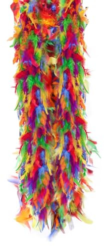 URFEDA Federboa Bunte Federdichten,200CM Flauschige Turkey-Federboa zum Basteln, Federboa Boa Kostümzubehör, Feder Schal, Karneval Boa, Federstola Federschal Damen Mädchen Karnevals Kostüm Accessoire