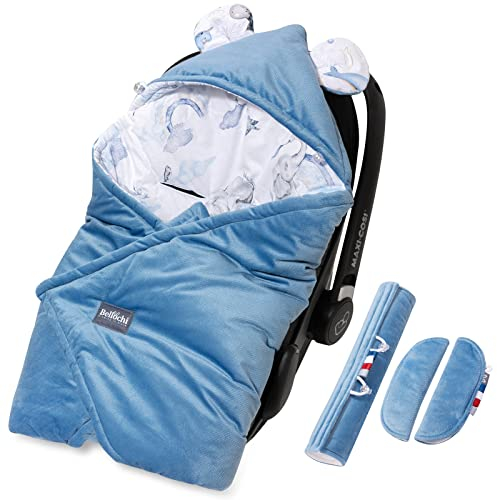 Bellochi Universal Baby Einschlagdecke für Babyschale und Autositz Kinderwagendecke Fußsäck aus Baumwolle und Samt z.B. passend für Maxi-Cosi, Römer, Cybex - Jambo