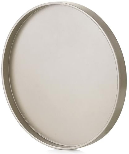 Hanobe Bandeja decorativa de madera dorada: bandeja decorativa redonda moderna para servir 30 cm rústica bandeja redonda para velas dorada para cocina, mesa de café, mesa de mesa, velas, decoración de